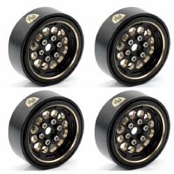 1.0 Black Brass Beadlock Crawler Wheels, for, 1/24 Axial SCX24