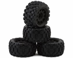 Badlands MX 1.85" All-Terrain Truck Tires (4) Mounted on Raid Black 12mm Hex Wheels for Granite GROM