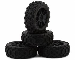 Badlands MX 1.9" All-Terrain Buggy Tires (4) Mounted on Mach-10 Black 1.9" 12mm Hex Wheels for Typho