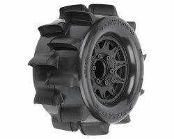 Sand Paw HP BELTED 2.8" Sand Truck Tires Mounted on Raid Black 6x30 Removable Hex (12mm & 14mm) Whee