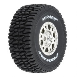 Mirage TT F/R Tires Mounted 12mm Hex Satin Silver Impulse (4) for Arrma Mojave Grom