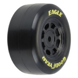 Goodyear Eagle Tire F/R MTD Steel Racing Wheels Black for Losi NASCAR