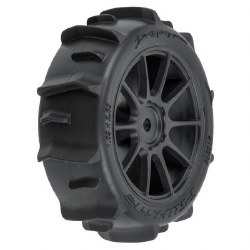 Dumont F/R Tires Mounted 12mm Hex Black Mach 10 (4) for Arrma Typhon Grom