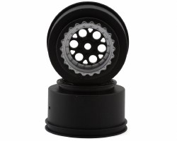 Showtime+ Black/Silver Wheels (2) for Losi Mini No-Prep Drag Car Rear