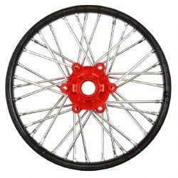 1/4 Pro-Spec Aluminum V2 Bead Front Wheel, Assembled, Black/Red: Promoto-MX