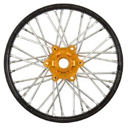 1/4 Pro-Spec Aluminum V2 Bead Front Wheel, Assembled, Black/Gold: Promoto-MX