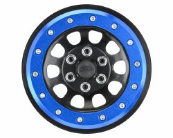 Steelies Blue/Black 2.9" Stamped Steel Dual Offset (+2/+10) Wheels for Axial SCX6