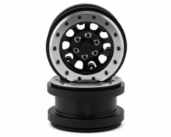 Steelies Silver/Black 2.9" Stamped Steel Dual Offset (+2/+10) Wheels for Axial SCX6