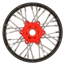 Pro-Spec Aluminum V2 Bead Front Wheel Assembled, Black/Red for Losi Promoto-SM