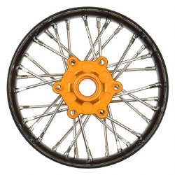 Pro-Spec Aluminum V2 Bead Front Wheel Assembled, Black/Gold for Losi Promoto-SM