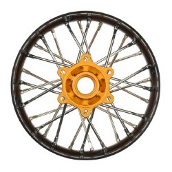 Pro-Spec Aluminum V2 Bead Rear Wheel Black/Gold (1): Losi Promoto-SM