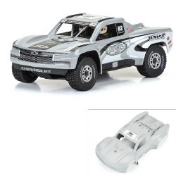 Pre-Cut 2019 Chevy Silverado Trophy Truck Tough-Color Gray Body for Arrma Mojave Grom