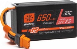 650mAh 2S 7.4V Smart G2 30C LiPo; IC2