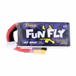 Tattu FunFly 1550mAh 100C 14.8V 4S1P lipo battery pack with XT60 Plug 72x35x36mm