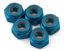 Tamiya 4mm Aluminum Lock Nuts (Blue) (5)