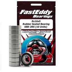 8x16x5 Rubber Sealed Bearing 688-2RS (10 Units)