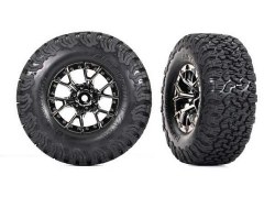 Traxxas Tires & Wheels, Assembled, Glued (Ford Raptor R Black Chrome Wheels, BFGoodrich All-Terrain?