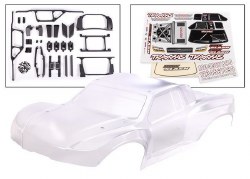 Traxxas Body, Maxx Slash (clear, requires painting)/ window masks/ decal sheet (includes body suppor