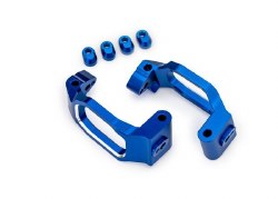 Traxxas Caster blocks, 6061-T6 aluminum (blue-anodized), left & right/ 4x22mm pin (4)/ 3x10mm BCS (w