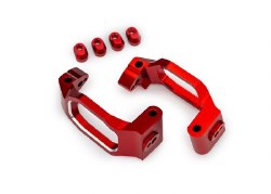 Traxxas Caster blocks, 6061-T6 aluminum (red-anodized), left & right/ 4x22mm pin (4)/ 3x10mm BCS (wi