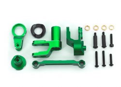 Steering bellcranks, draglink (green-anodized 6061-T6 aluminum)/ bellcrank bushing (1)/ 3x20mm BCS (