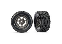 Traxxas Dirt Oval Gray Front Wheels w/ Hoosier Tires (2)