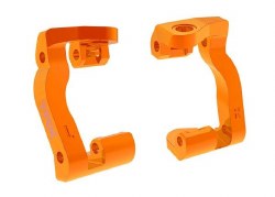 Caster blocks (c-hubs), 6061-T6 aluminum (orange-anodized), left & right