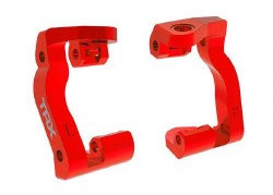 Caster blocks (c-hubs), 6061-T6 aluminum (red-anodized), left & right