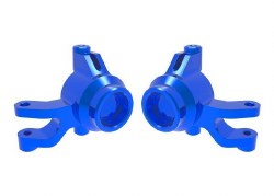 Steering blocks, 6061-T6 aluminum (blue-anodized) (left & right)/ 3x12mm SS (with threadlock) (4)/ 3