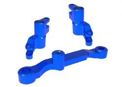 Steering bellcranks, draglink (blue-anodized 6061-T6 aluminum)/ 3x13mm SS (with threadlock) (2)/ 3x1