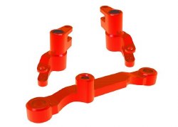 Steering bellcranks, draglink (red-anodized 6061-T6 aluminum)/ 3x13mm SS (with threadlock) (2)/ 3x12