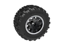 Tires & wheels, assembled (black with satin beadlock wheels, dual profile (2.1" outer, 2.6" inner),