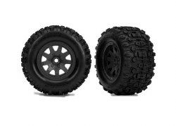 Traxxas Tires & wheels, assembled (black with satin beadlock wheels, dual profile (2.1" outer, 2.6"