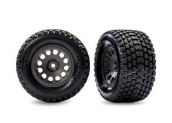 Traxxas Tires & wheels, assembled (charcoal gray wheels, dual profile (2.1" outer, 2.6" inner), Grav