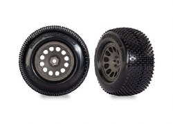 Traxxas Tires & wheels, assembled (charcoal gray wheels, dual profile (2.1" outer, 2.6" inner), Resp