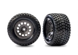 Traxxas Tires & wheels, assembled (charcoal gray wheels, dual profile (2.1" outer, 2.6" inner), Grav