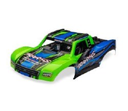 Traxxas Body, Mini Slash 4X4, complete (green) (decals)
