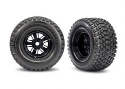 Traxxas Tires & wheels, assembled, glued (Pro Scale Sand Car Race black wheels, Gravix tires, foam i