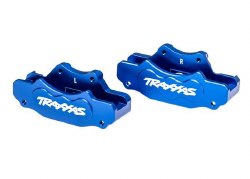 Traxxas Brake calipers, front (left & right) (blue-anodized 6061-T6 aluminum)/ 3x10mm CS (with threa