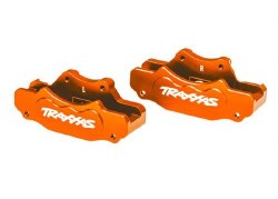 Traxxas Brake calipers, front (left & right) (orange-anodized 6061-T6 aluminum)/ 3x10mm CS (with thr