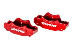 Traxxas Brake calipers, front (left & right) (red-anodized 6061-T6 aluminum)/ 3x10mm CS (with thread