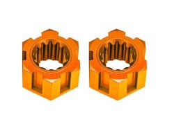 Traxxas Wheel hubs, hex, front (6061-T6 aluminum, orange-anodized) (2)