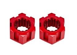 Traxxas Wheel hubs, hex, front (6061-T6 aluminum, red-anodized) (2)