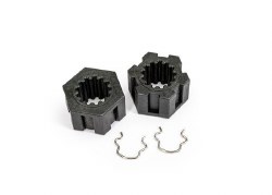Traxxas Wheel hubs, hex, front (2)/ hex clips (2)