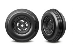 Traxxas Tires & wheels, assembled, glued (Pro Scale Sand Car black wheels, ribbed tires, dual profil