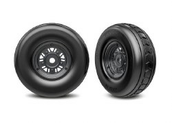 Traxxas Tires & wheels, assembled, glued (Pro Scale Sand Car black chrome wheels, dual profile tires