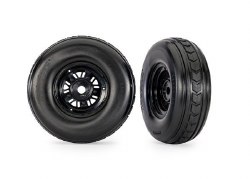 Traxxas Tires & wheels, assembled, glued (Pro Scale Sand Car black wheels, dual profile tires (3.2"