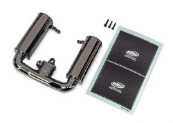 Traxxas Engine intake, black chrome/ 3x12mm CS (1)/ 2.5x12mm CS (2)