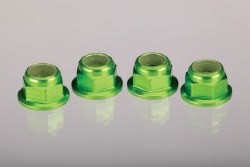 4mm Aluminum Flanged Serrated Nuts (Green) (4)