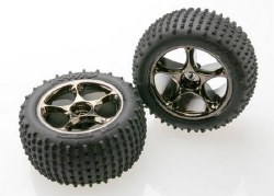 Traxxas Tires & Wheels, Assembled (Tracer 2.2" Black Chrome Wheels, Alias 2.2" tires) (2) Bandit Rea
